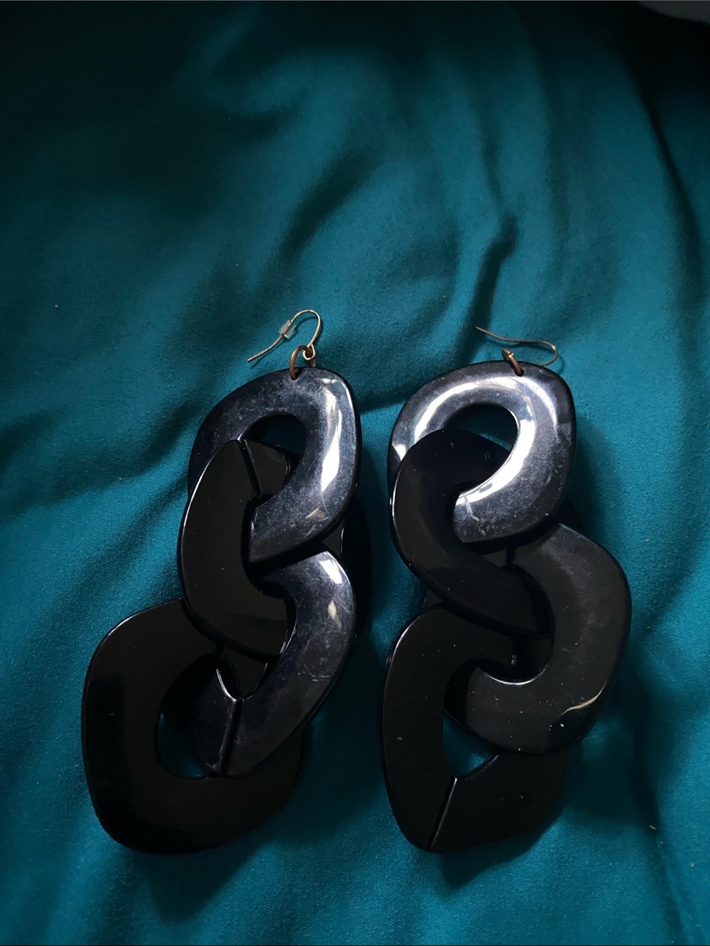Bold Black Link Drop Earrings
